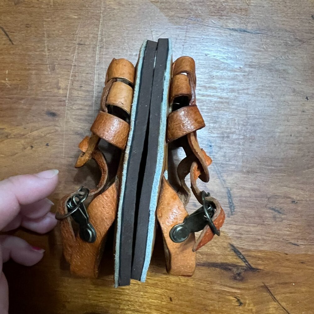 Handmade Leather Huarache Sandals Woven Straps Buckle Closure Brown Toddler Sz 2 - Picture 7 of 8